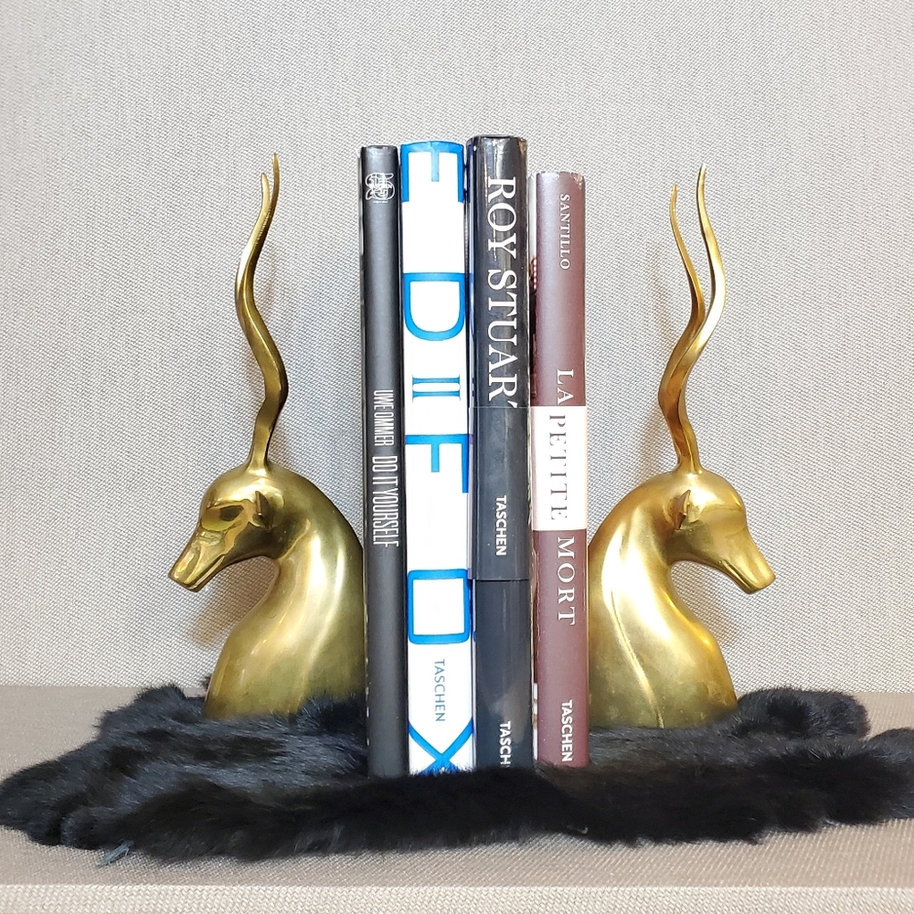 Vintage Boho Brass Antelope Bookends